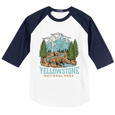 National Park Vintage Wyoming Parks Lover Adventure Outdoors Camping Travel Baseball Sleeve Shirt