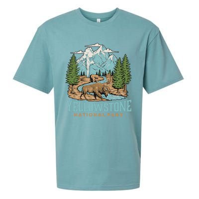 National Park Vintage Wyoming Parks Lover Adventure Outdoors Camping Travel Sueded Cloud Jersey T-Shirt