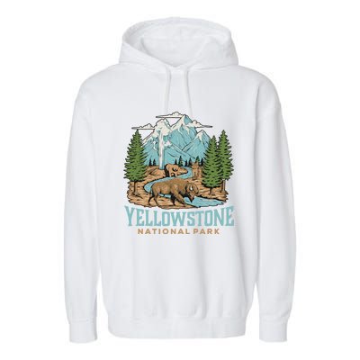 National Park Vintage Wyoming Parks Lover Adventure Outdoors Camping Travel Garment-Dyed Fleece Hoodie