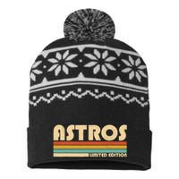 Name Personalized Vintage Retro Sport Name USA-Made Snowflake Beanie