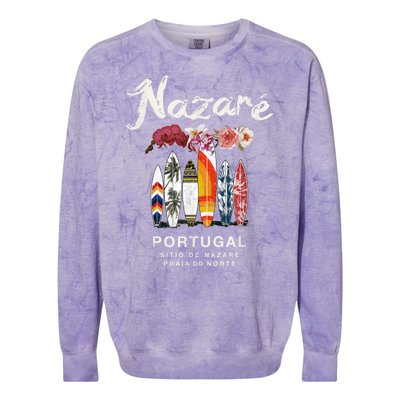 Nazare Portugal Vintage Surfing Gift Colorblast Crewneck Sweatshirt