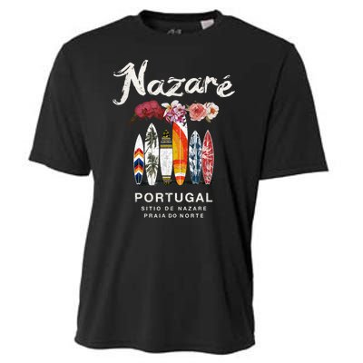 Nazare Portugal Vintage Surfing Gift Cooling Performance Crew T-Shirt