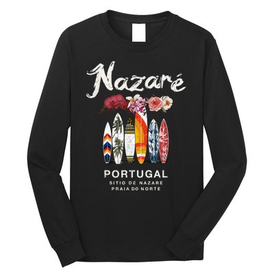 Nazare Portugal Vintage Surfing Gift Long Sleeve Shirt