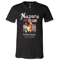 Nazare Portugal Vintage Surfing Gift V-Neck T-Shirt