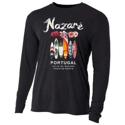 Nazare Portugal Vintage Surfing Gift Cooling Performance Long Sleeve Crew