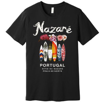 Nazare Portugal Vintage Surfing Gift Premium T-Shirt