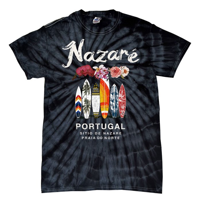 Nazare Portugal Vintage Surfing Gift Tie-Dye T-Shirt