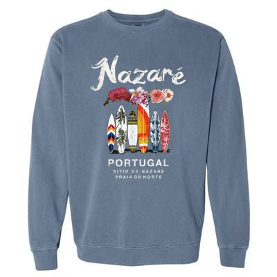 Nazare Portugal Vintage Surfing Gift Garment-Dyed Sweatshirt