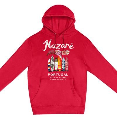 Nazare Portugal Vintage Surfing Gift Premium Pullover Hoodie