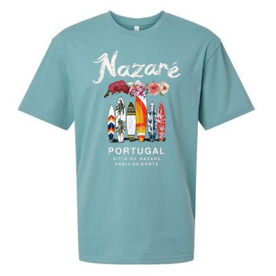 Nazare Portugal Vintage Surfing Gift Sueded Cloud Jersey T-Shirt