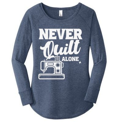 Never Quilt Alone Quilting Women's Perfect Tri Tunic Long Sleeve Shirt