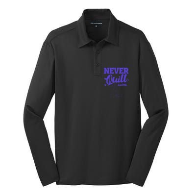 Never Quilt Alone Quilting Silk Touch Performance Long Sleeve Polo