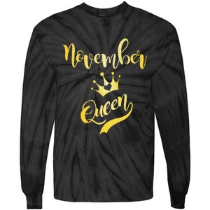 November Queen Birthday Birth Month Beautiful Queen Tie-Dye Long Sleeve Shirt