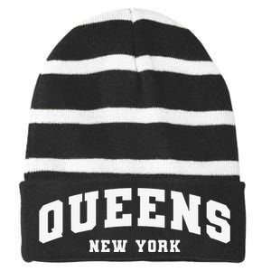 Newyork Queens Ny City New York Striped Beanie with Solid Band