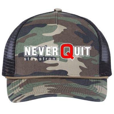 Never Quit Stay Strong Retro Rope Trucker Hat Cap