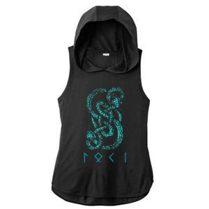 Norse Runes And Snake Nordic Norse Mythology Ladies PosiCharge Tri-Blend Wicking Draft Hoodie Tank