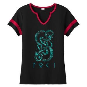 Norse Runes And Snake Nordic Norse Mythology Ladies Halftime Notch Neck Tee