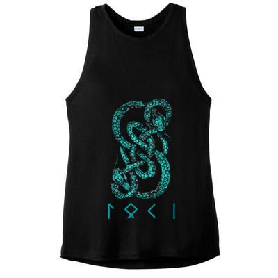 Norse Runes And Snake Nordic Norse Mythology Ladies PosiCharge Tri-Blend Wicking Tank