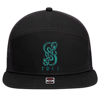 Norse Runes And Snake Nordic Norse Mythology 7 Panel Mesh Trucker Snapback Hat