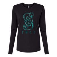 Norse Runes And Snake Nordic Norse Mythology Womens Cotton Relaxed Long Sleeve T-Shirt