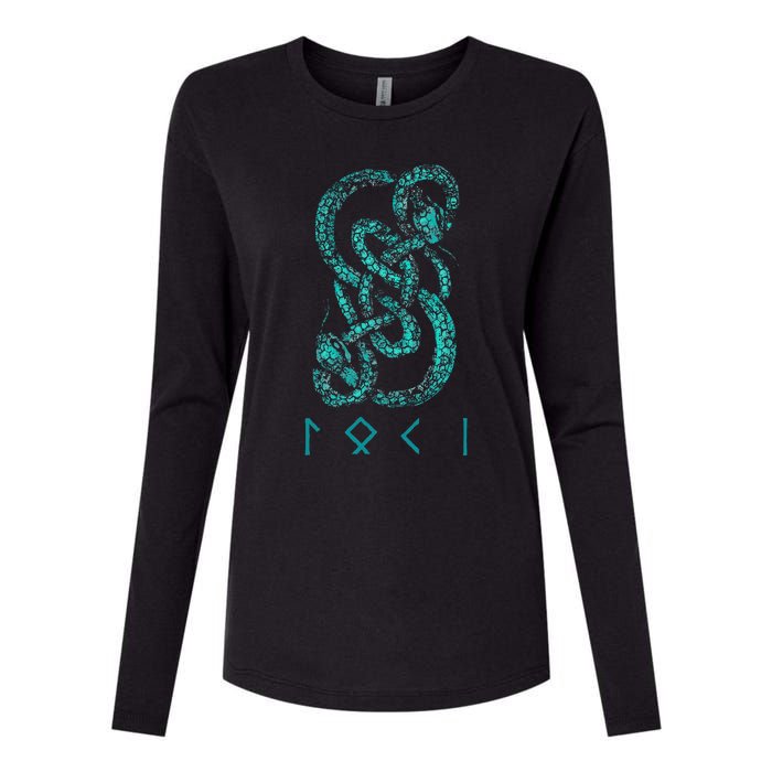 Norse Runes And Snake Nordic Norse Mythology Womens Cotton Relaxed Long Sleeve T-Shirt