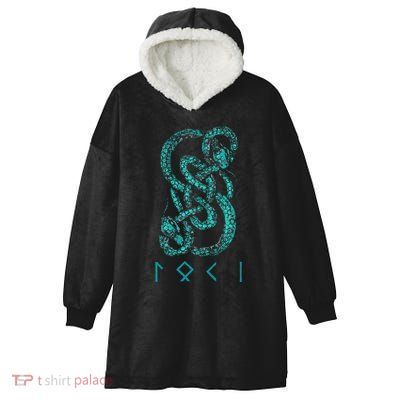 Norse Runes And Snake Nordic Norse Mythology Hooded Wearable Blanket