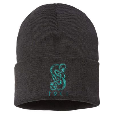 Norse Runes And Snake Nordic Norse Mythology Sustainable Knit Beanie