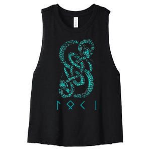 Norse Runes And Snake Nordic Norse Mythology Women's Racerback Cropped Tank