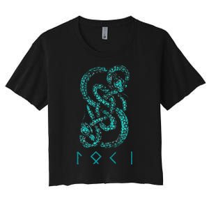 Norse Runes And Snake Nordic Norse Mythology Women's Crop Top Tee