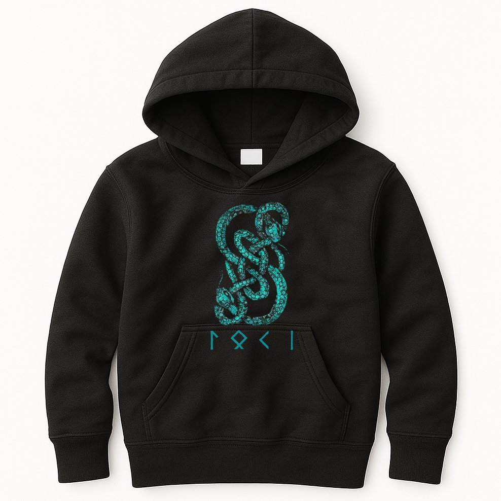 Norse Runes And Snake Nordic Norse Mythology Kids Hoodie