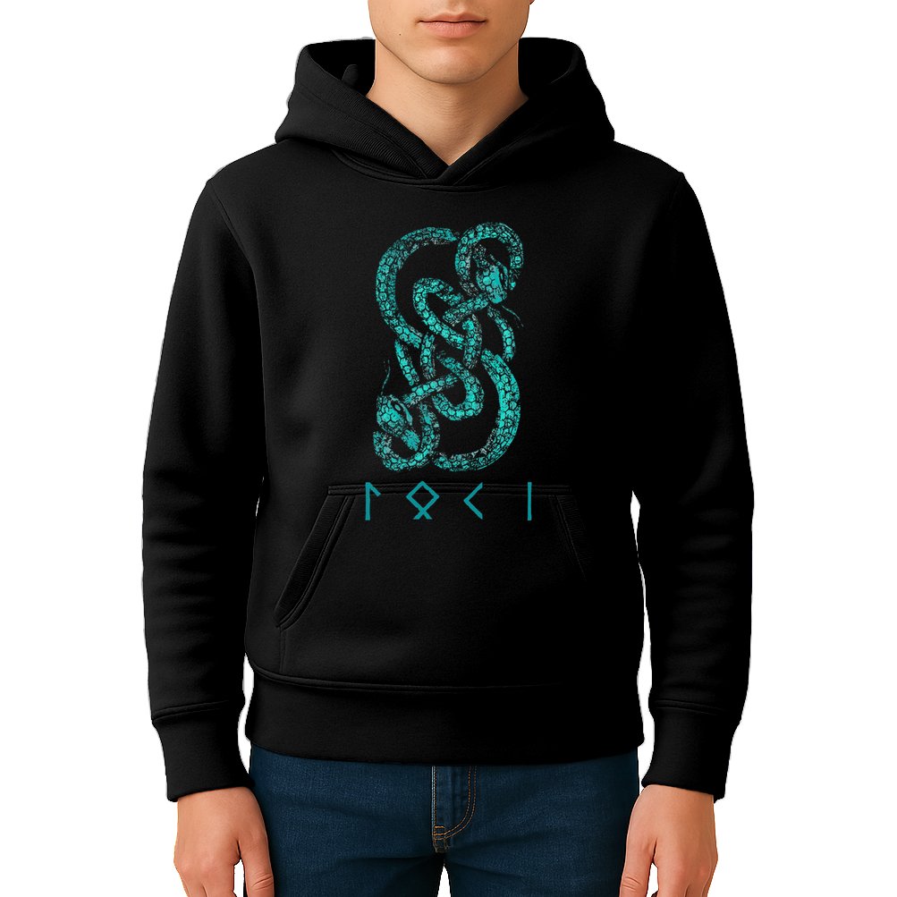 Norse Runes And Snake Nordic Norse Mythology Kids Hoodie
