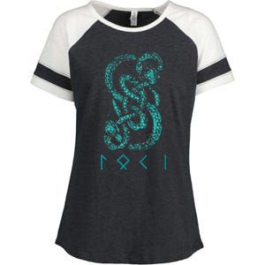 Norse Runes And Snake Nordic Norse Mythology Enza Ladies Jersey Colorblock Tee