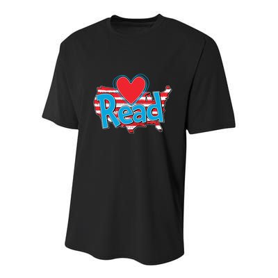 National Read America Reading Book Lover Youth Performance Sprint T-Shirt