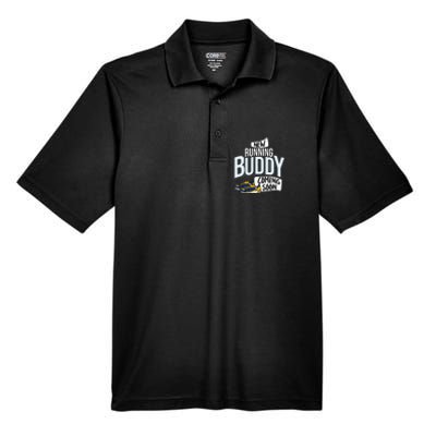 New Running Buddy Coming Soon Baby Pregnancy Announcement Men's Origin Performance Piqué Polo