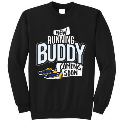 New Running Buddy Coming Soon Baby Pregnancy Announcement Sweatshirt