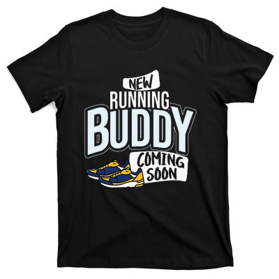 New Running Buddy Coming Soon Baby Pregnancy Announcement T-Shirt