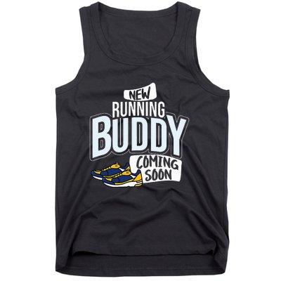 New Running Buddy Coming Soon Baby Pregnancy Announcement Tank Top