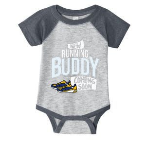 New Running Buddy Coming Soon Baby Pregnancy Announcement Infant Baby Jersey Bodysuit