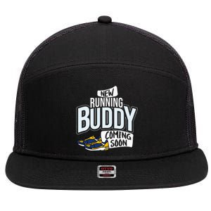 New Running Buddy Coming Soon Baby 7 Panel Mesh Trucker Snapback Hat