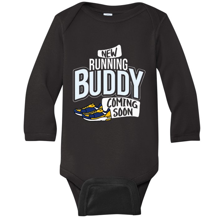 New Running Buddy Coming Soon Baby Baby Long Sleeve Bodysuit