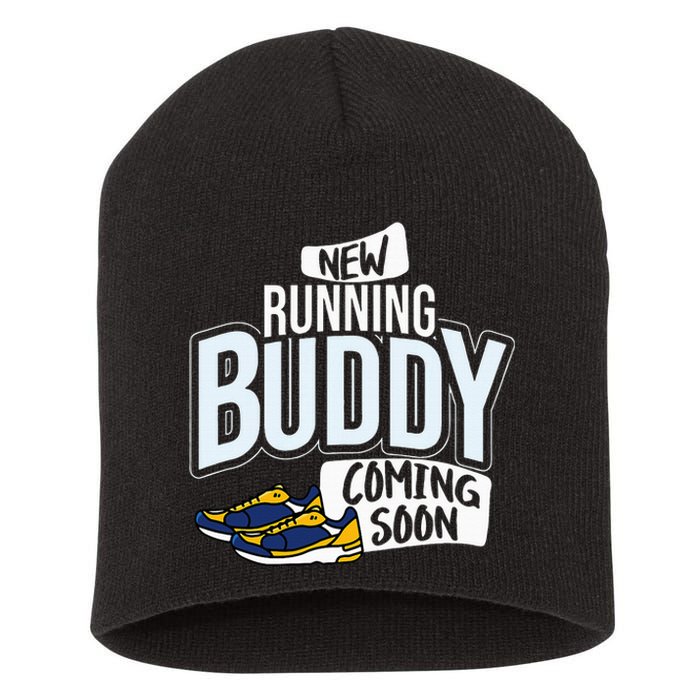 New Running Buddy Coming Soon Baby Short Acrylic Beanie