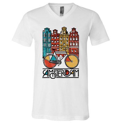 New Retro Bicycle Bike Amsterdam City Jersey V-Neck T-Shirt