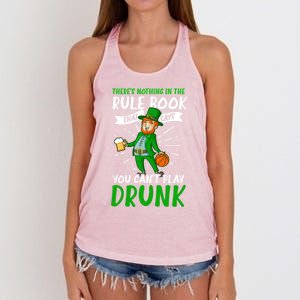 Nothing Rule Book Play Drunk Design St Patricks Basketball Gift Women's Knotted Racerback Tank