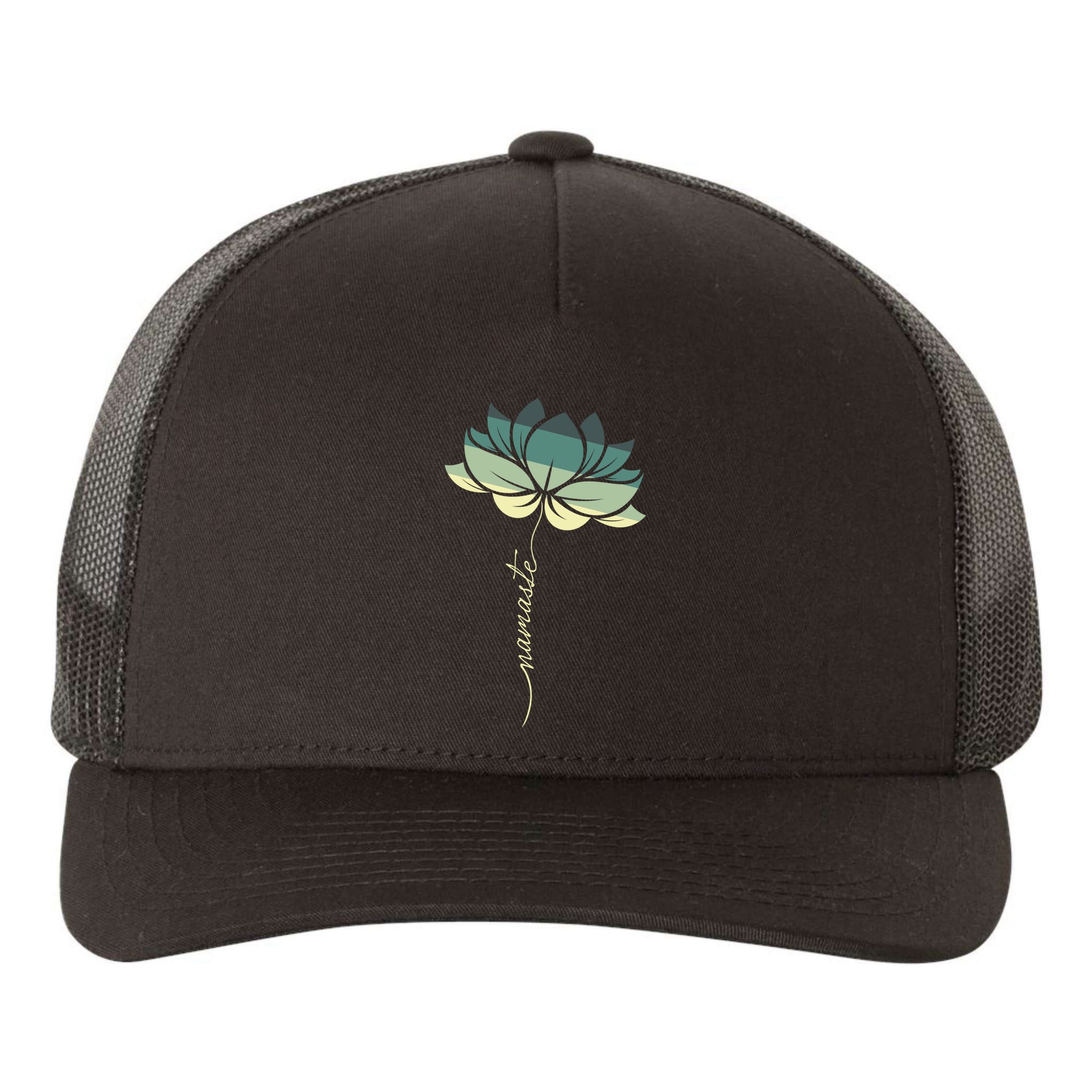 Namaste Rainbow Dala Flower Meditation Yoga Gift Yupoong Adult 5-Panel Trucker Hat
