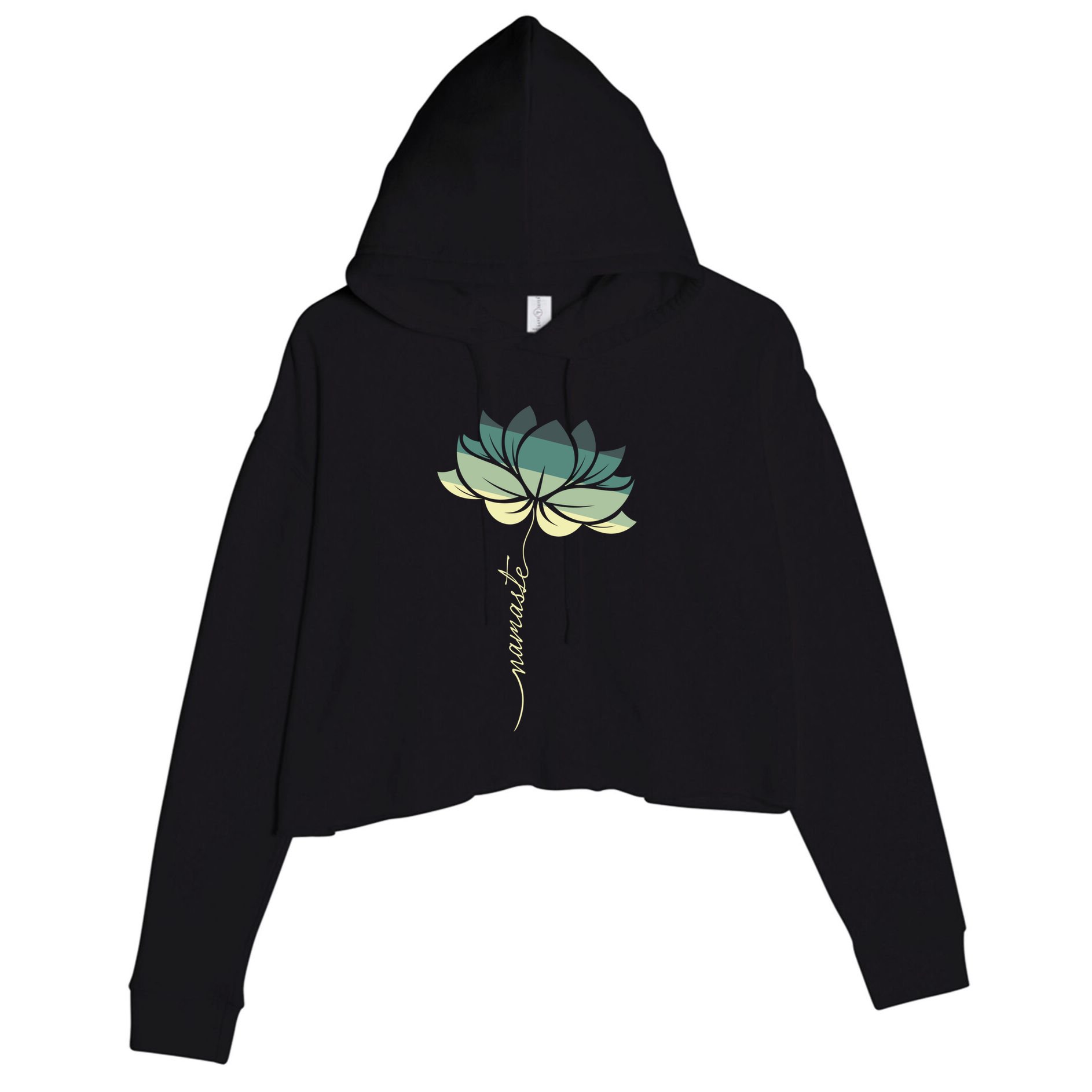 Namaste Rainbow Dala Flower Meditation Yoga Gift Crop Fleece Hoodie