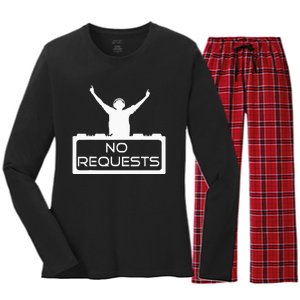 No Requests DJ Cool DJ Gear Music DJ S Deejay Women's Long Sleeve Flannel Pajama Set 