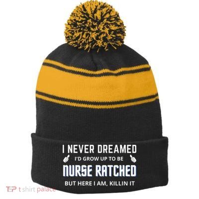 Nurse Ratched Funny Nursing Movie Character Stripe Pom Pom Beanie