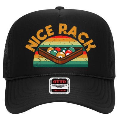 Nice Rack Funny Billiards Player Vintage Pool Balls Billiard High Crown Mesh Back Trucker Hat