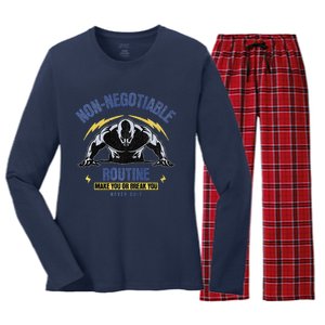 Nonnegotiable Routine Fitness Tees With Sayingsgym Tees Premium Women's Long Sleeve Flannel Pajama Set 