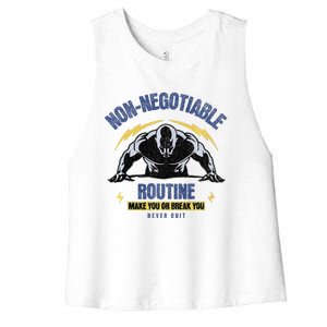 Nonnegotiable Routine Fitness Tees With Sayingsgym Tees Premium Women's Racerback Cropped Tank